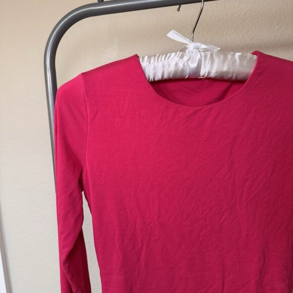 Solid Long Sleeve Round Neck Crop T Shirt Top Size Small Soft Double Lined - Picture 2 of 5